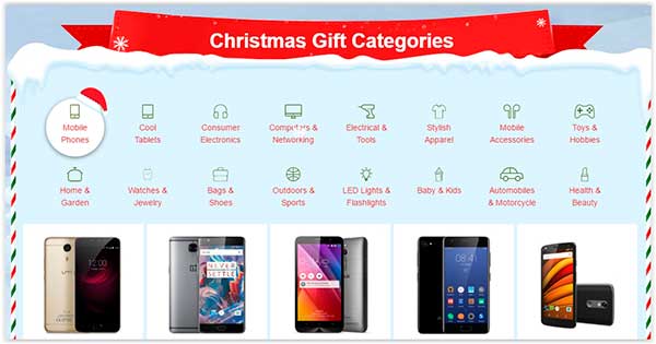 Descontos de Natal no Site Chinês Gearbest Categorias