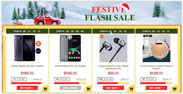 Descontos de Natal no Site Chinês Gearbest Flash